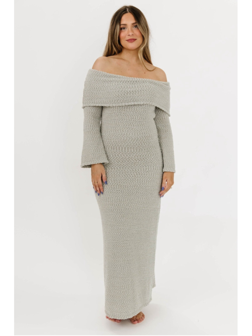 Worth Collective Nora Maxi Dress Dusty Sage S Off Shoulder Bump Maternity Boho